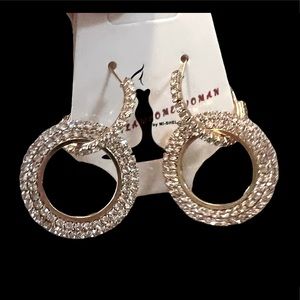 CRYSTAL EMBELLISHED DOUBLE HOOP EARRINGS